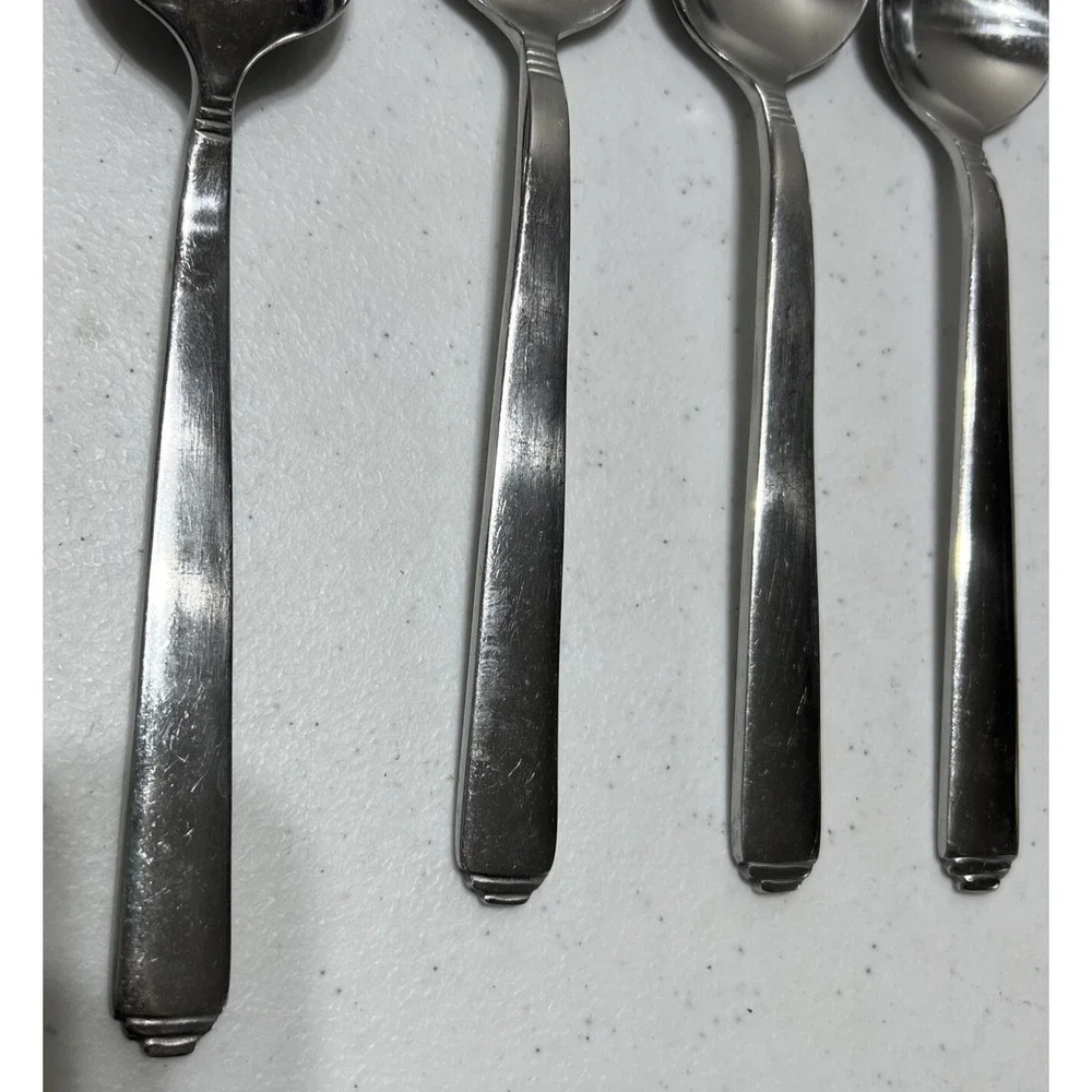 Solid Stainless Steel Ribbed LOT Of 36 Pieces Forks Spoons Knives -Unmarked